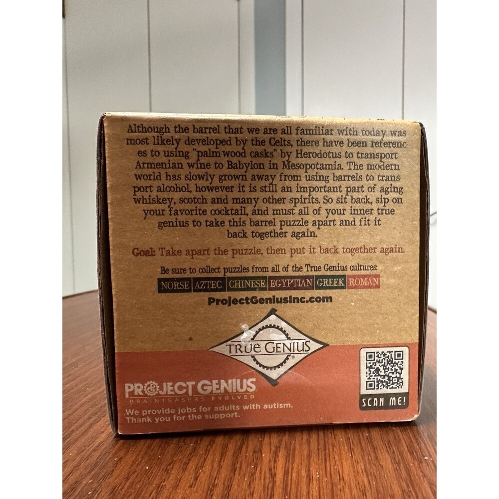 NIB True Genius Whiskey Barrel Wood Brainteaser Puzzle Brand - Picture 3 of 5